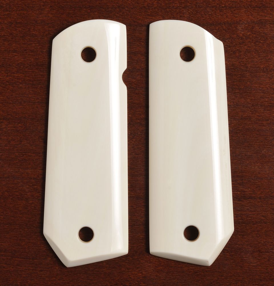 thumbnail interactive-video image 1 of Faux Ivory Bobtail 1911 Grips – Full Size, LS Grips, Handgun Grip Panels 1 of 6